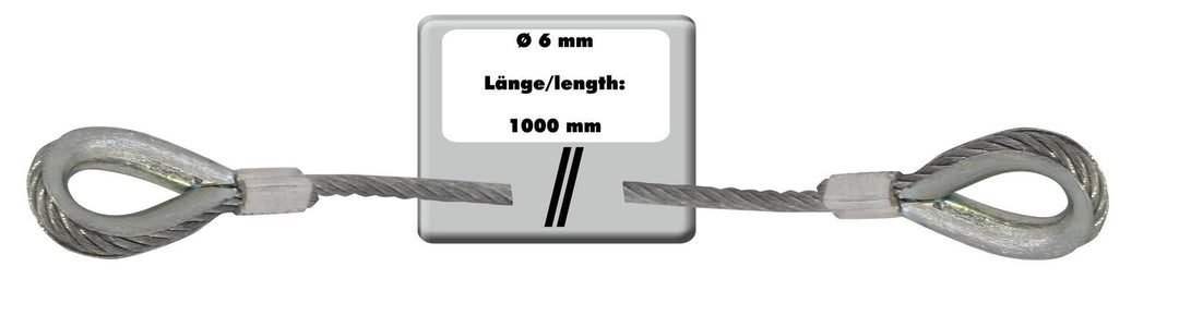 EUROLITE Teräsvaijeri 1000x6mm silver with Thimble
