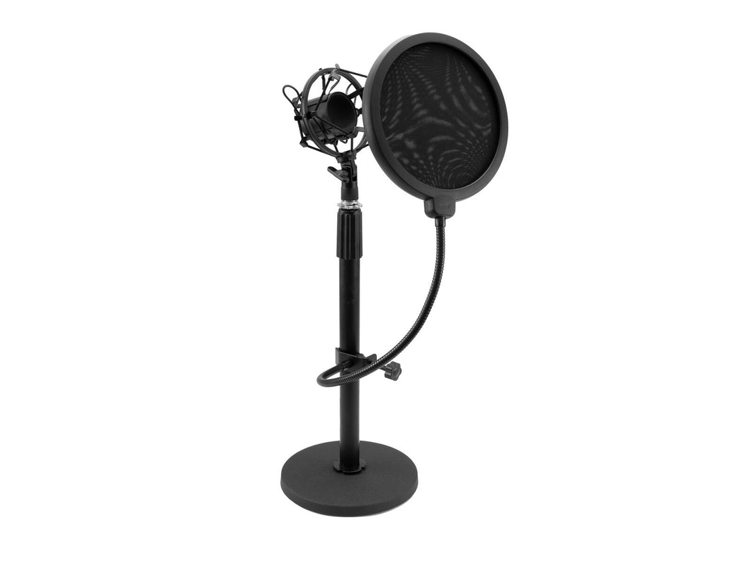 OMNITRONIC MSP-1 Mikrofonin Stand iskunvaimentimella ja pop-suodattimella