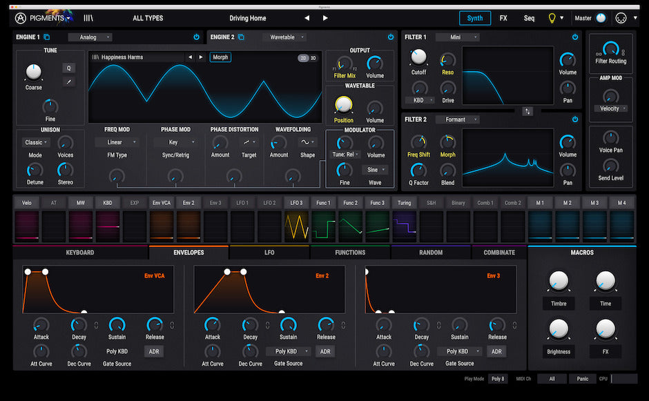 Arturia Pigments Polychrome -ohjelmiston syntetisaattori (Lataa)