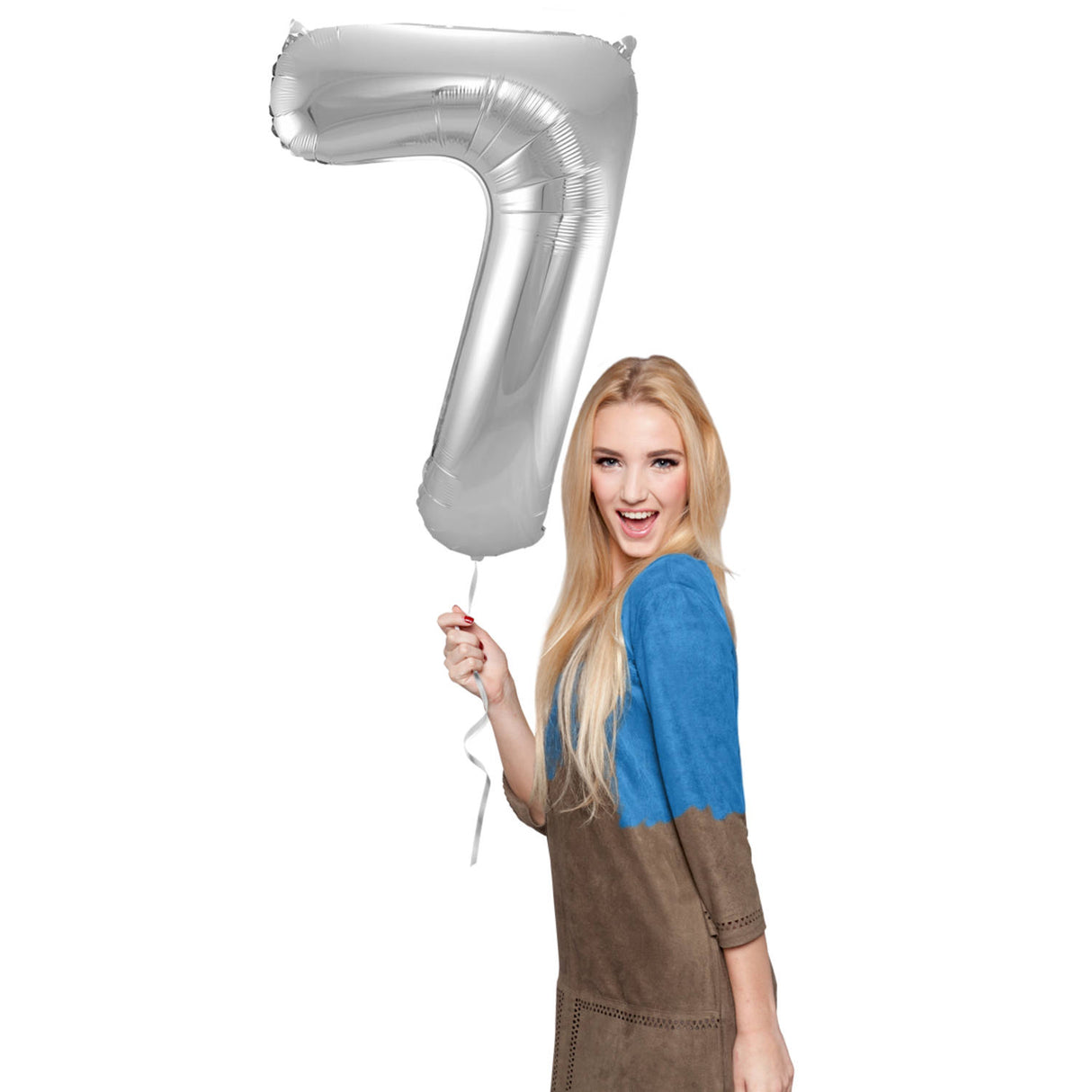 7 muotoinen numero foliopallo (hopea, 86 cm)