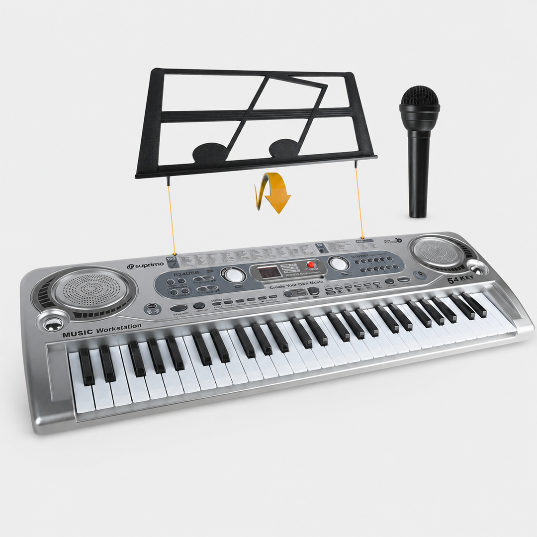 SUPRIMO 824 USB Kosketinsoittimet med mikrofon, MP3-afspiller og nodestativ