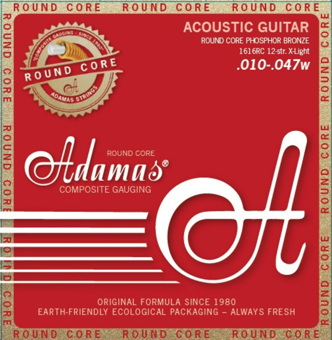 Adamas Stringsit akustiselle kitaralle Historic Reissue Phosphor Bronze Round Core - 12-kiel. Light .010-.047 (1616RC)