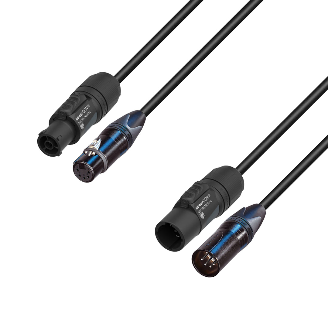Adam Hall Cables 5 STAR H TCON 5D 1000 - Hybridikaapeli | Strøm og DMX | Neutrik® XLR 5-polet x TRUE1® | 10 m