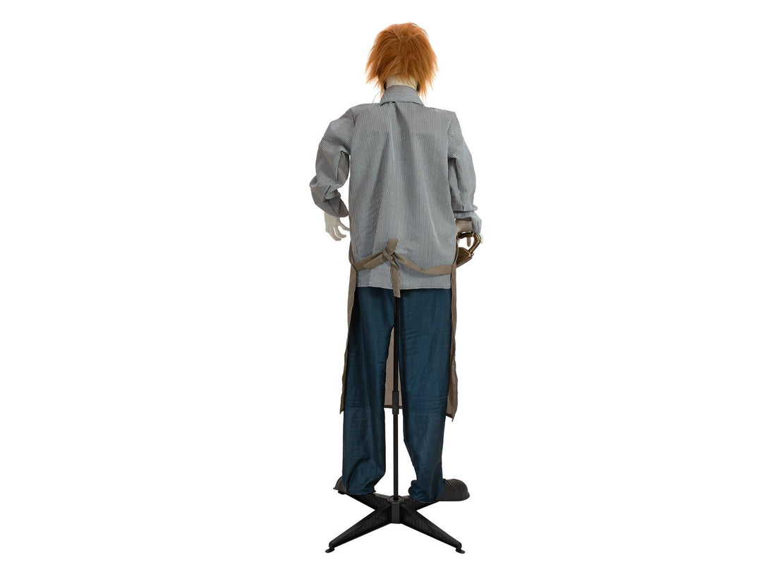 Halloween-figur zombie med motorsav, animeret, 170 cm