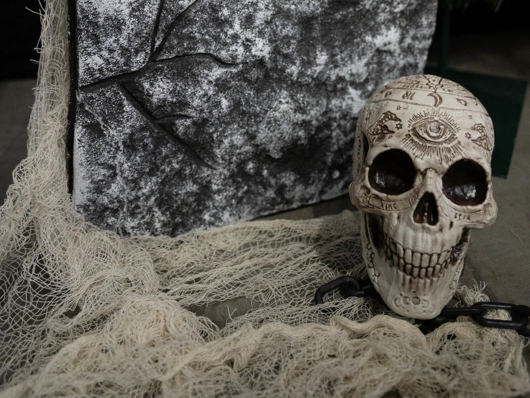 Halloween dekorationsstof, grovmasket, beige, 75x300 cm