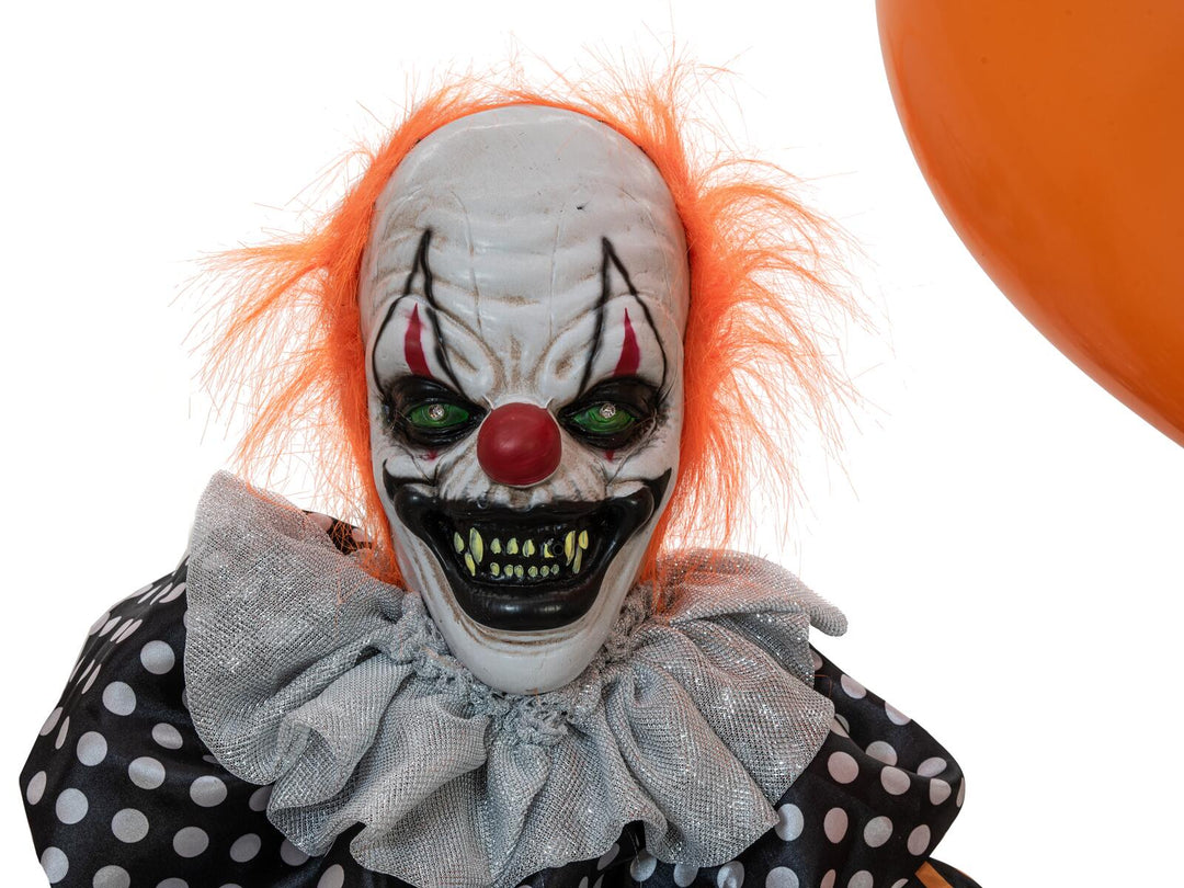 Halloween-figur klovn med ballon, animeret, 170 cm