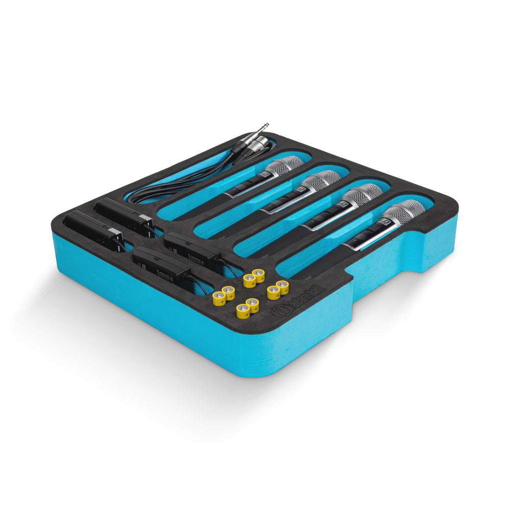 19" 2U-telineen laatikon sisustus langattomille mikrofoneille