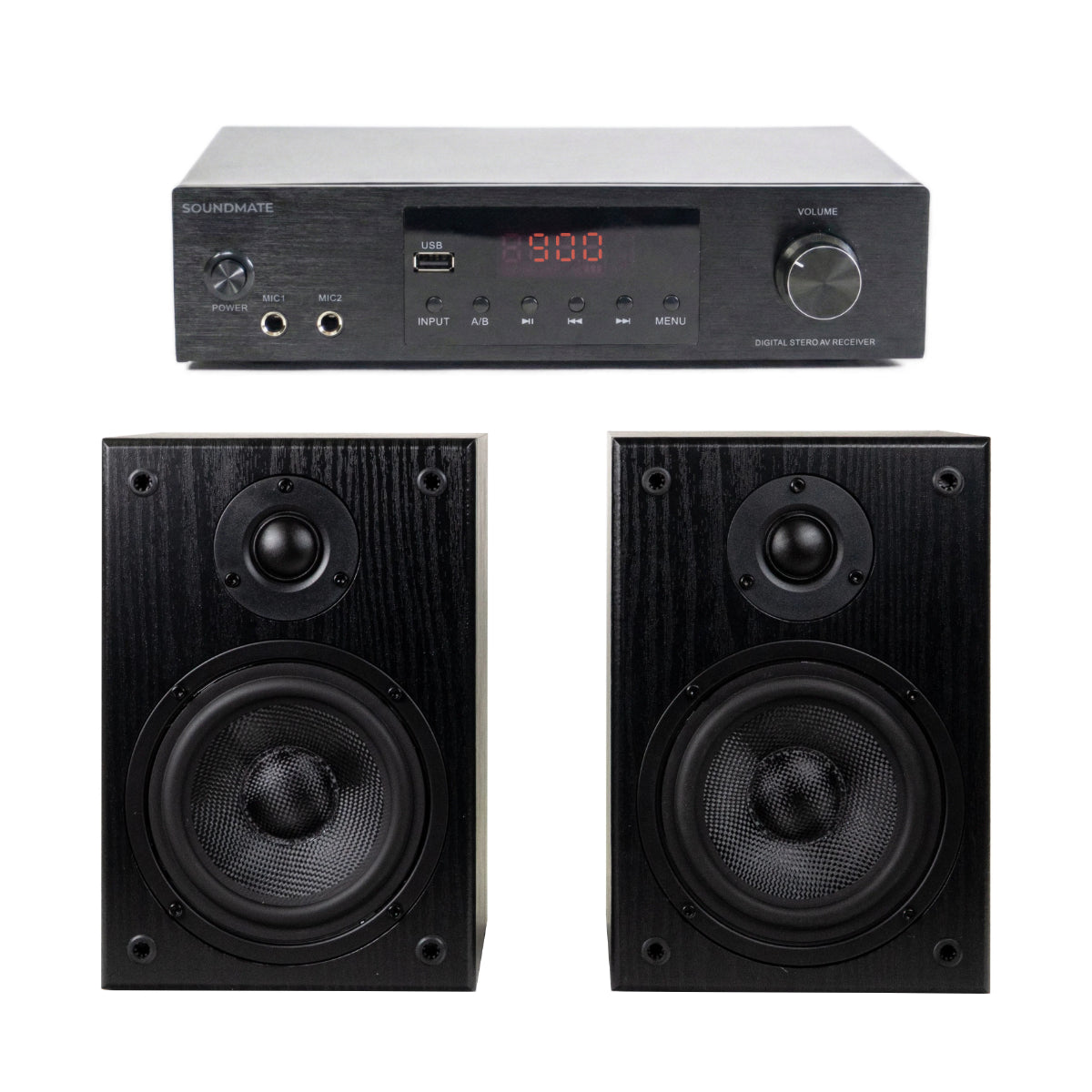 SoundMate HBS-05 Hyllykaiuttimet & Vahvistin Bundle