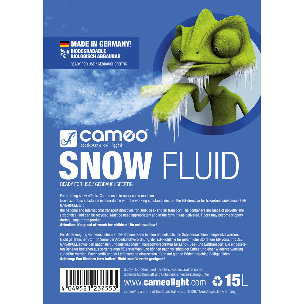 Cameo SNOW FLUID 15 L - Erikoisneste lumikoneteollisuuteen vaahdon tuotantoon 15 L