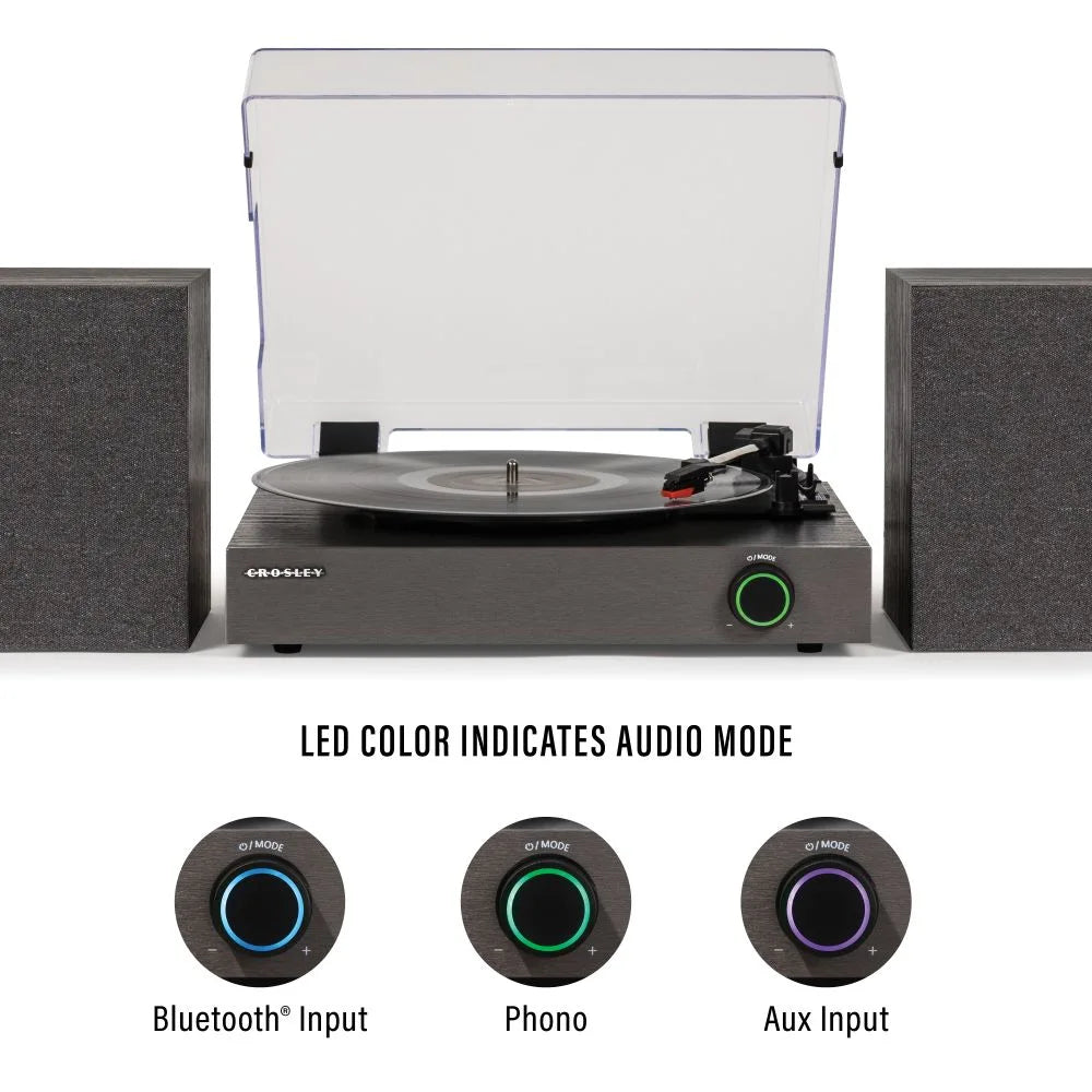 Crosley Zane Levysoitin kaiuttimilla, Sort