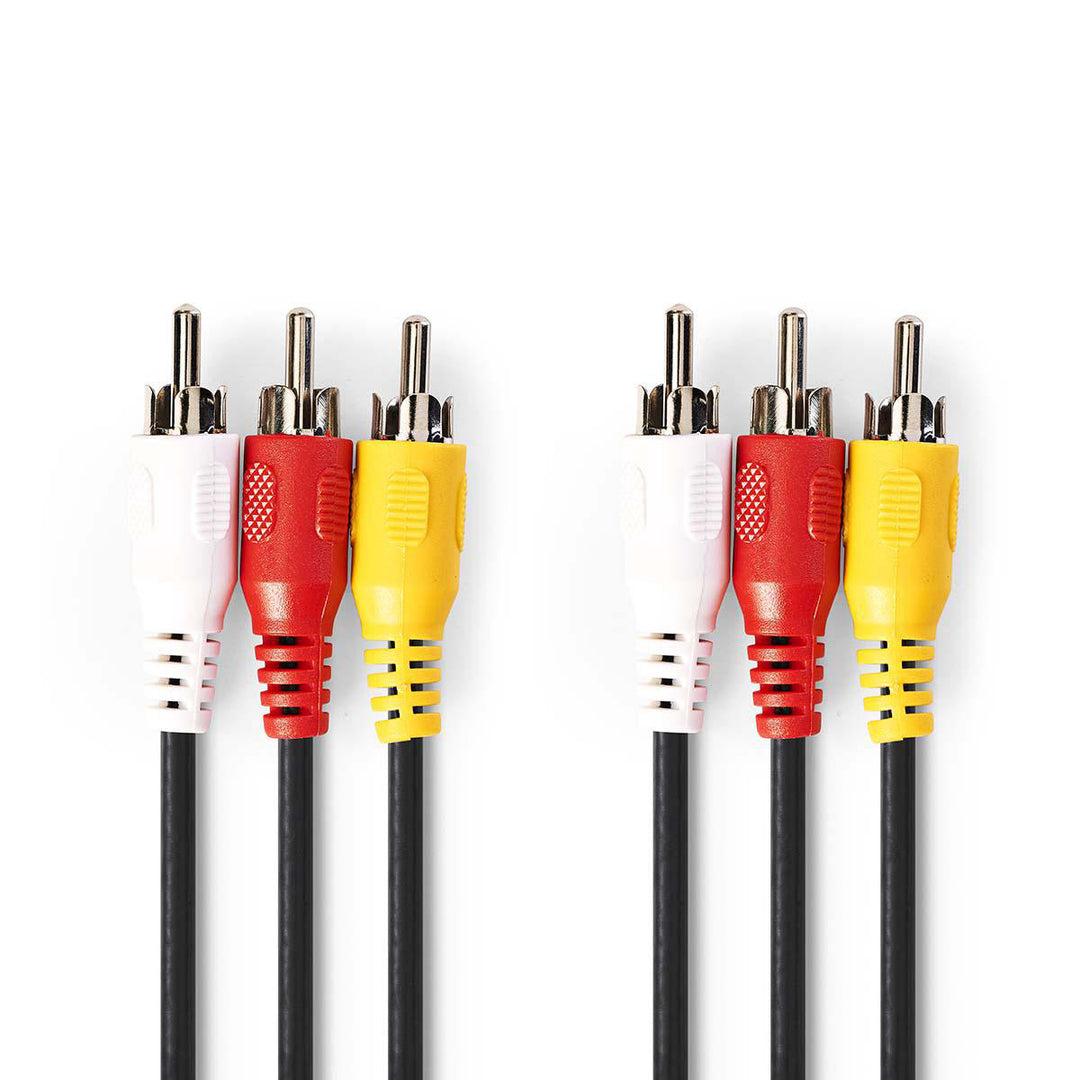Komposiittivideokaapeli, 3 x RCA-uros /3 x RCA-uros, 1.5 m.