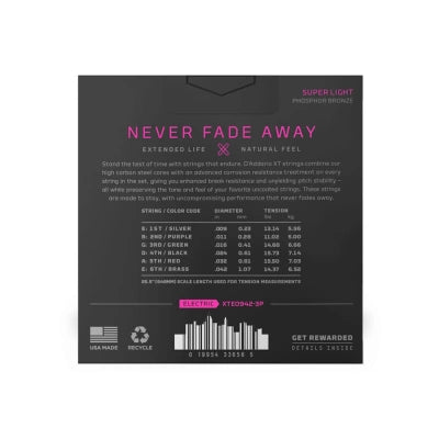 Daddario XTE päällystetyt kitarajouset 3-Pak (09-42)