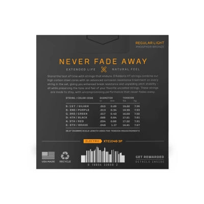 Daddario XTE päällystetyt kitarajouset 3-Pak (10-46)