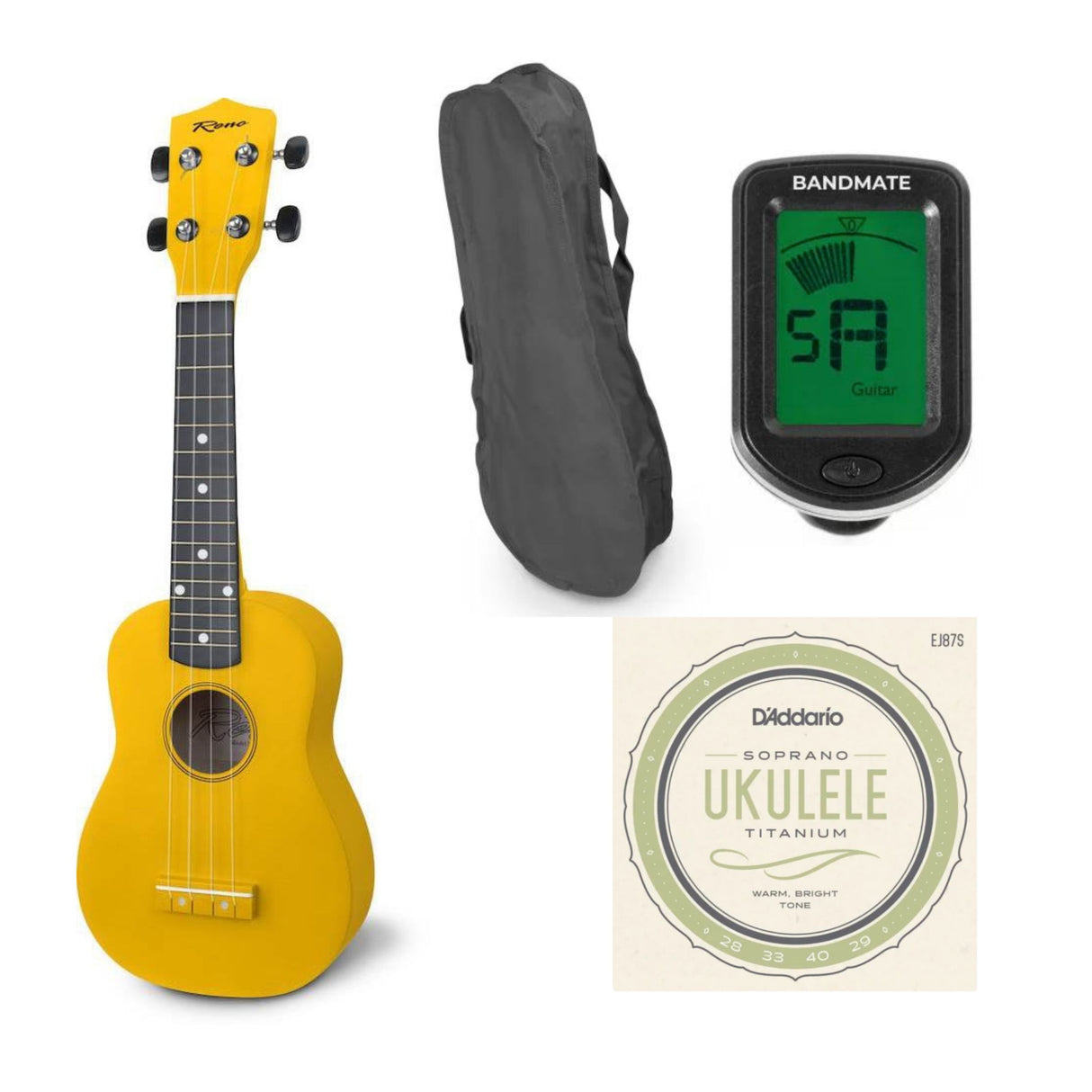Reno RU150 Sopraano Ukulele (Keltainen) Starter Kit (Aloituspakkaus)