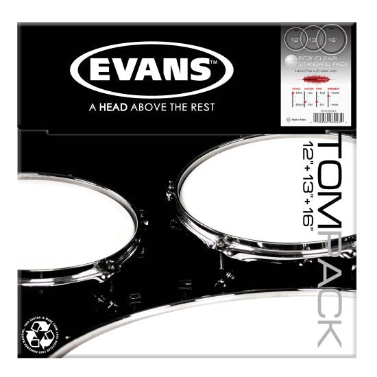 Evans EC2S Skin Pack vakiosarja Kirkas - 12", 13", 16"