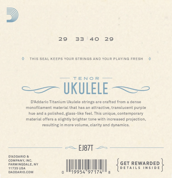 Daddario EJ87T Tenori Ukulele Kielet