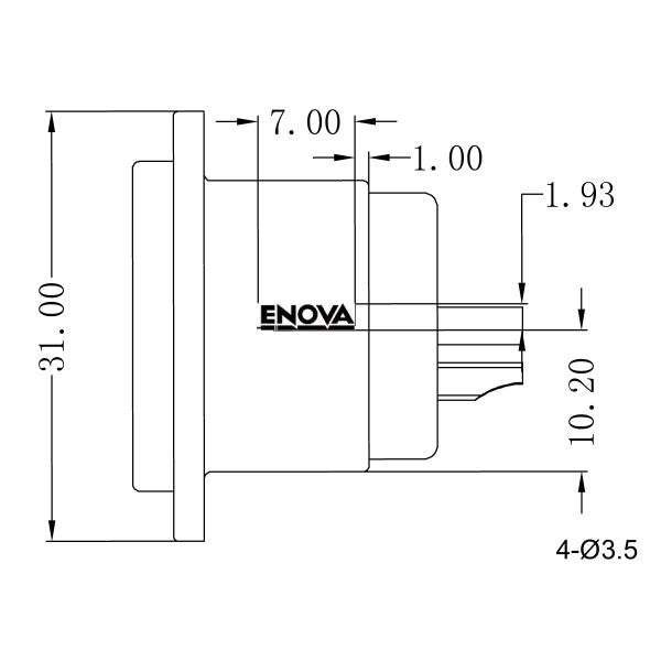 Enova 5-Pin XLR han runkoliitin, musta IP67 Outdoor