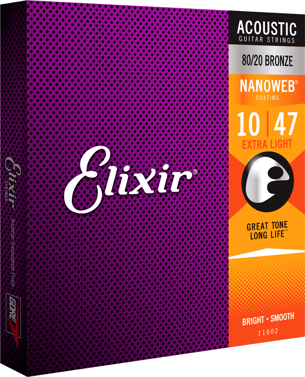 Elixir Nanoweb Bronze 80/20 Kitaran Kielet (Extra Light, 10-47)