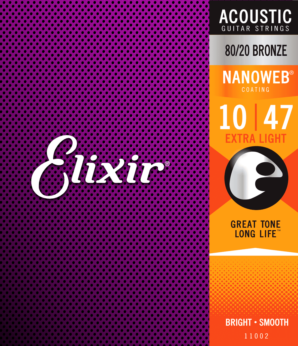 Elixir Nanoweb Bronze 80/20 Kitaran Kielet (Extra Light, 10-47)