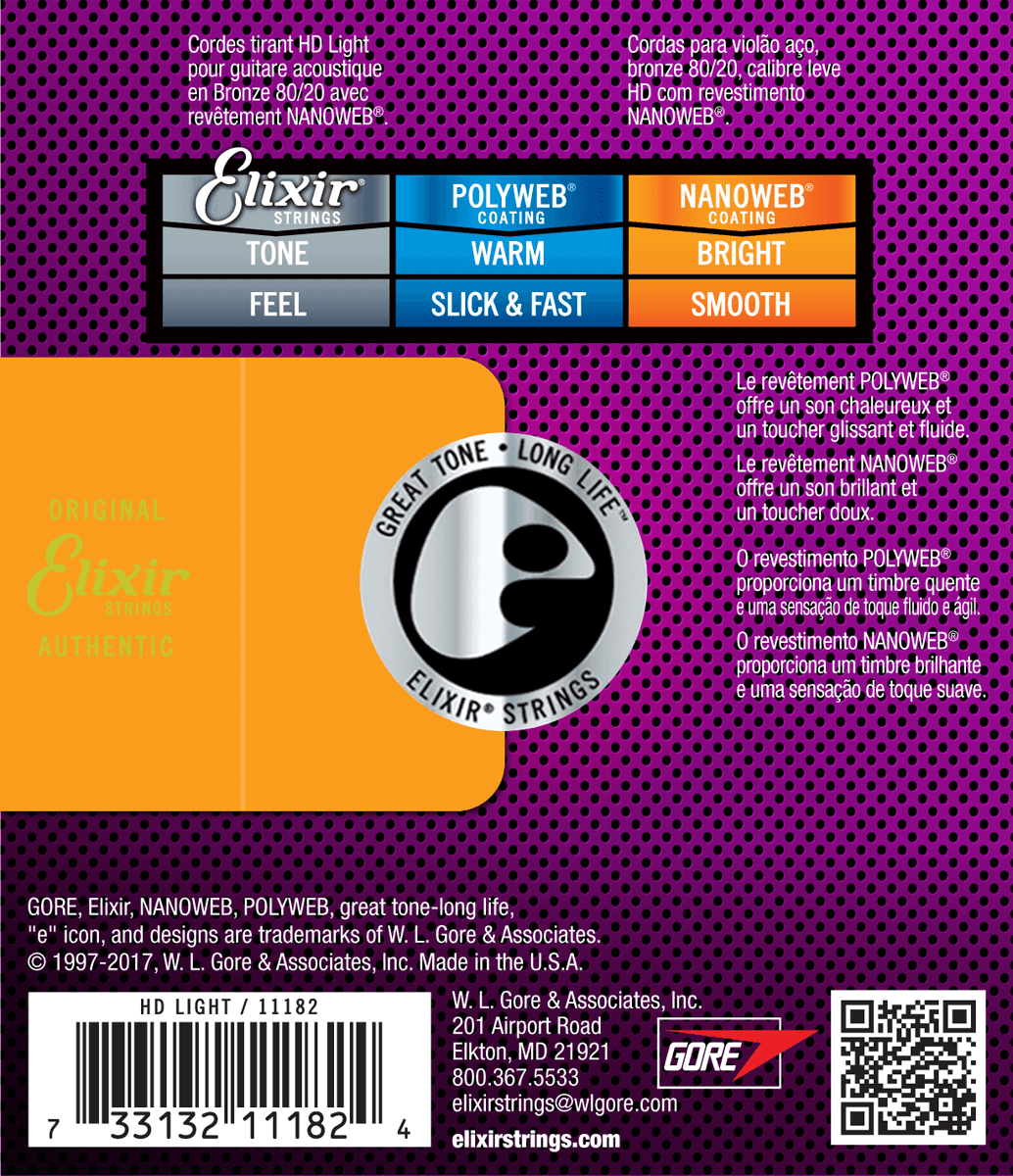 Elixir Nanoweb Bronze 80/20 kitarajousi (HD Light, 13-53)