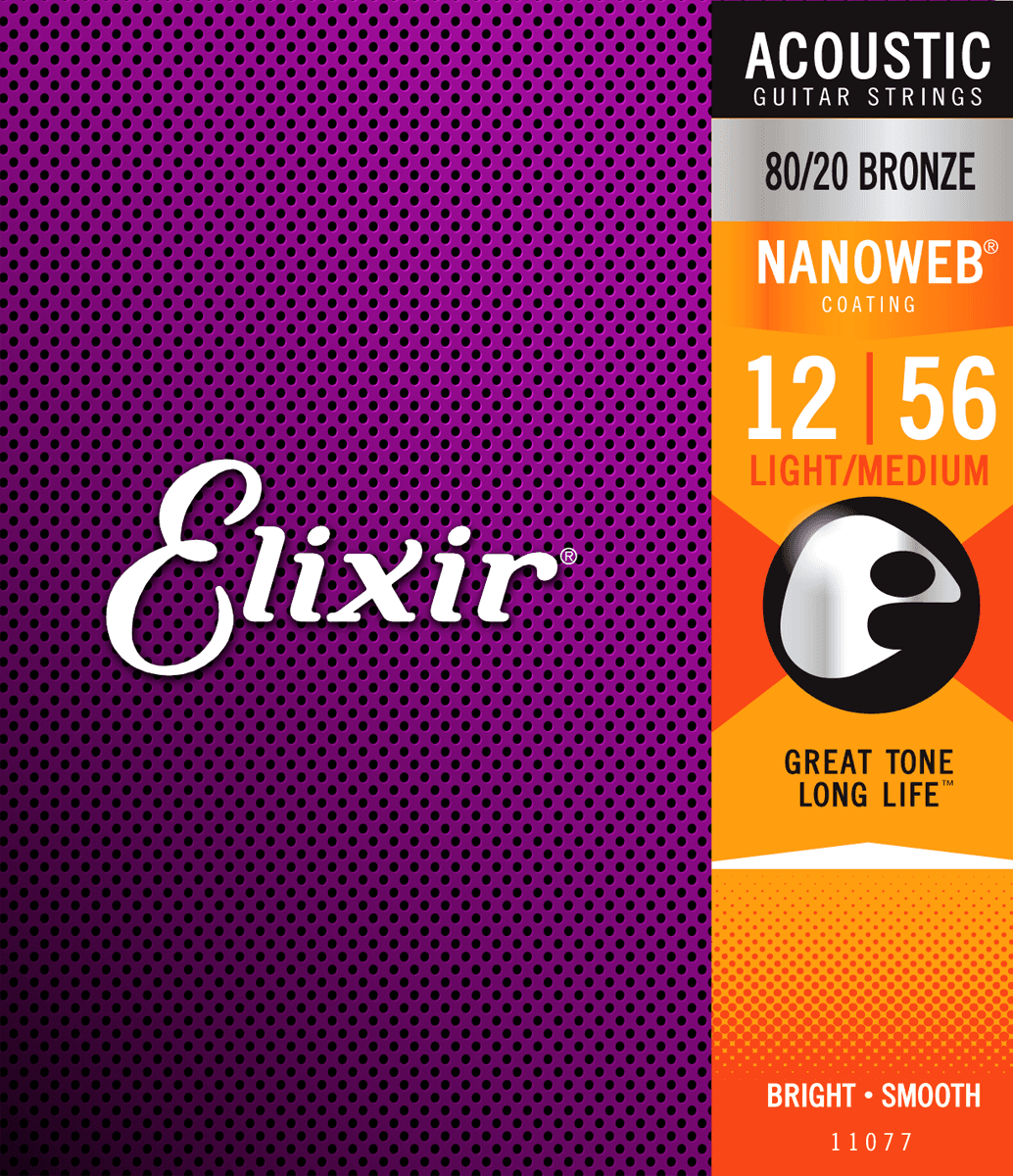 Elixir Nanoweb Bronze 80/20 kitarajousi (Medium Light, 12-56)