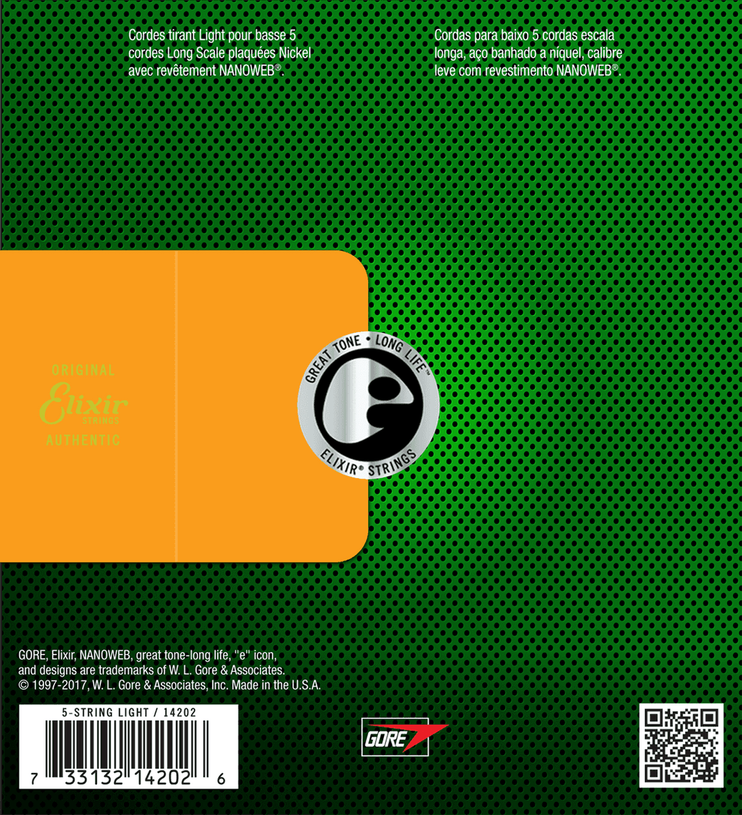 Elixir Nanoweb Nickel Basskielet (Light, 5c, 45-130)