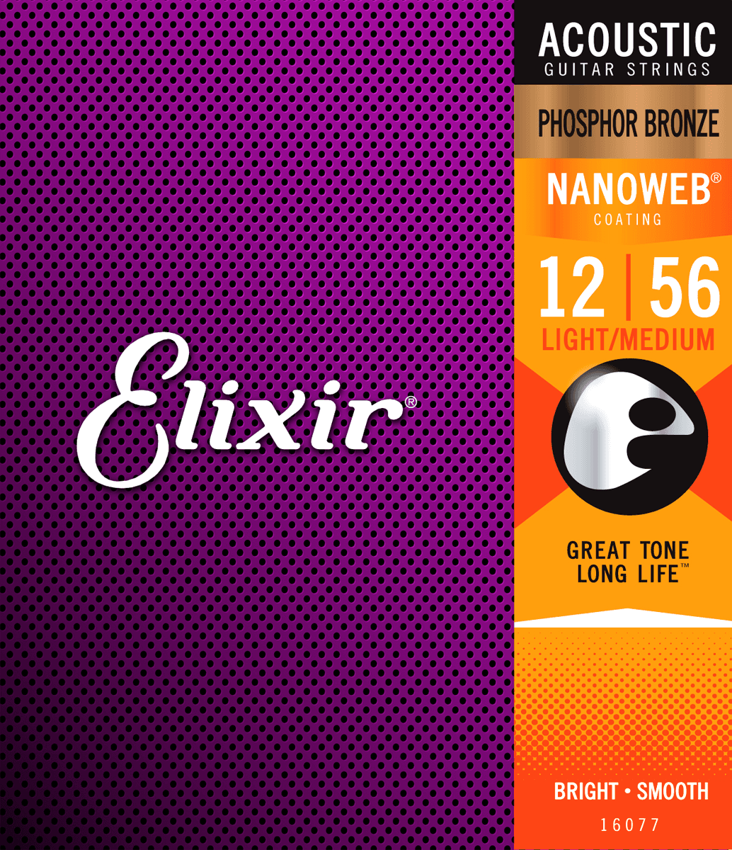 Elixir Nanoweb Phosphor Bronze Kitaran Kielet (Medium Light, 12-56)