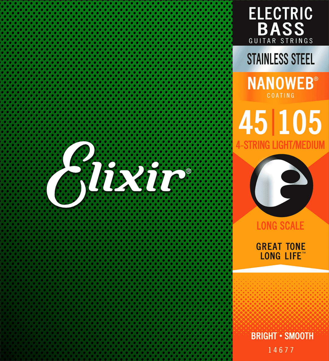 Elixir Nanoweb Stainless Steel Basskielet (Medium, 4c, 45-105)