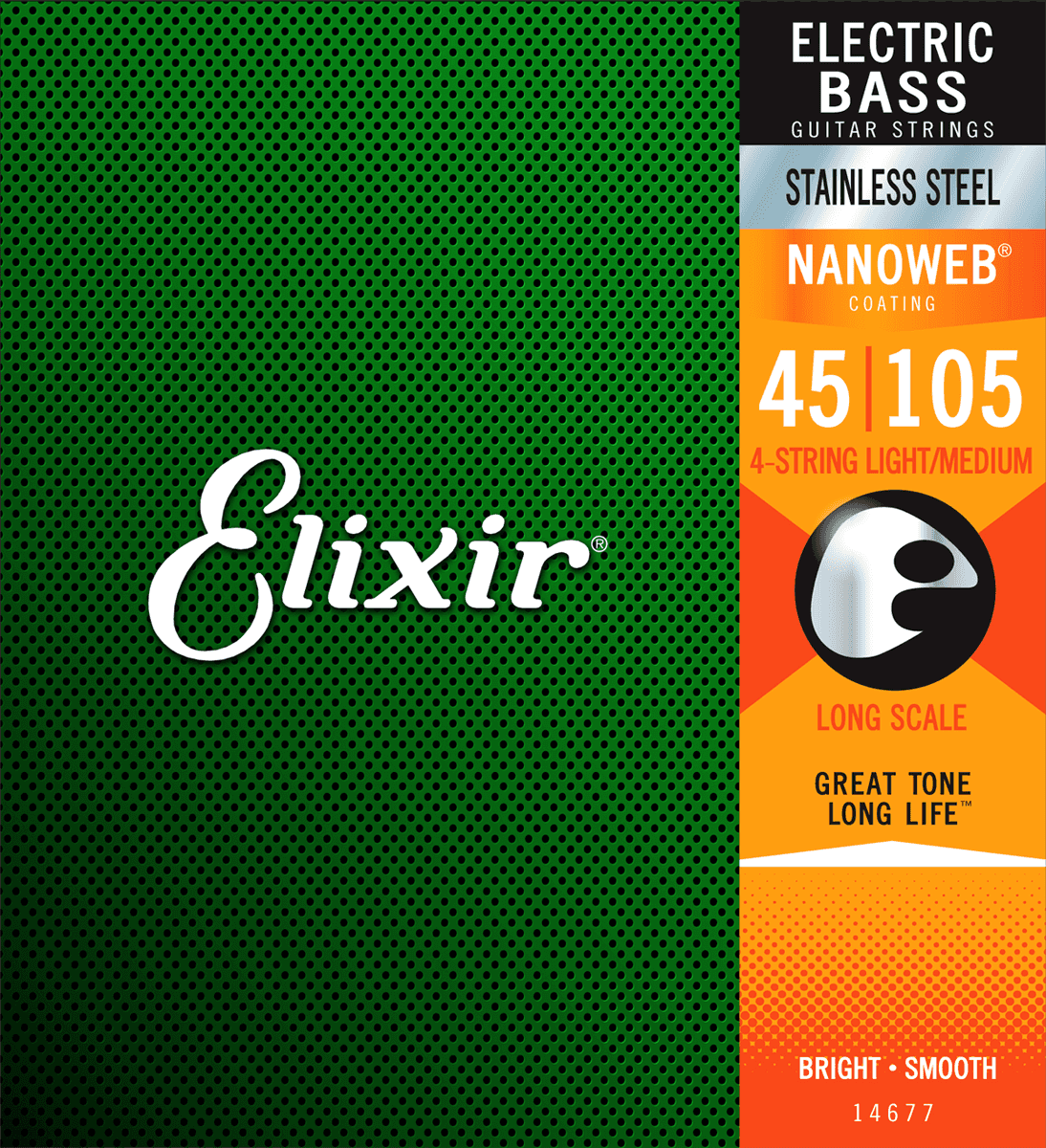 Elixir Nanoweb Stainless Steel Basskielet (Medium, 4c, 45-105)