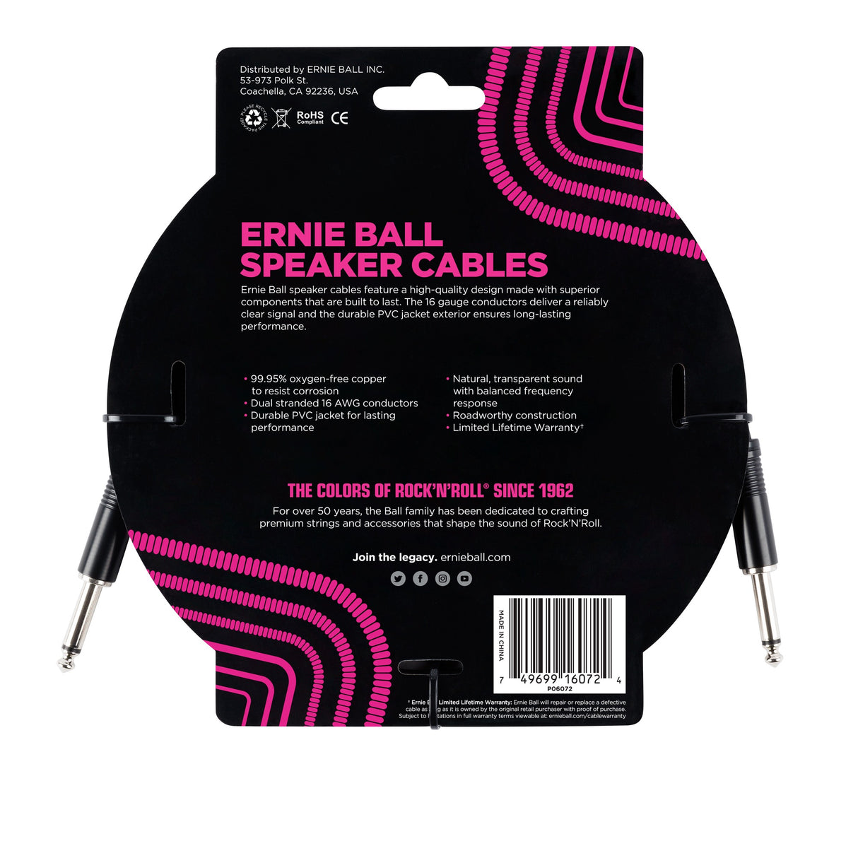 Ernie Ball 6072 Kitarakaapeli (1,8m)