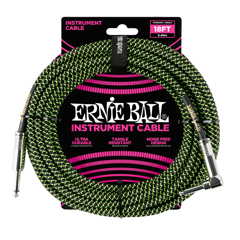 Ernie Ball 6082 Kitarakaapeli (musta, vihreä, 5.4m)