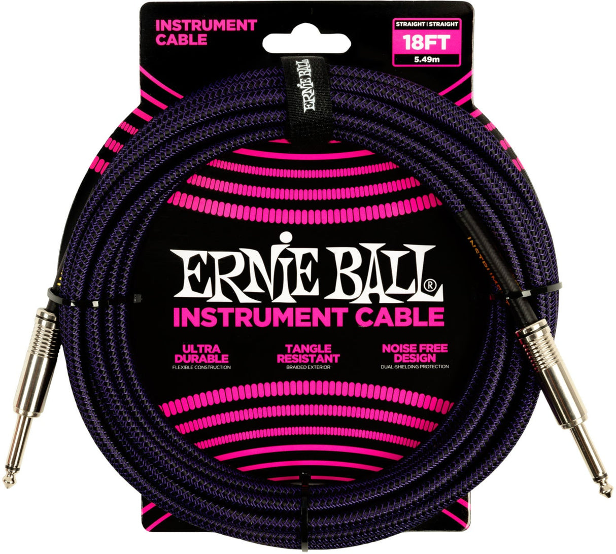 Ernie Ball 6395 Instrument Cable 5,4 M (18 ft) - Black & Pur