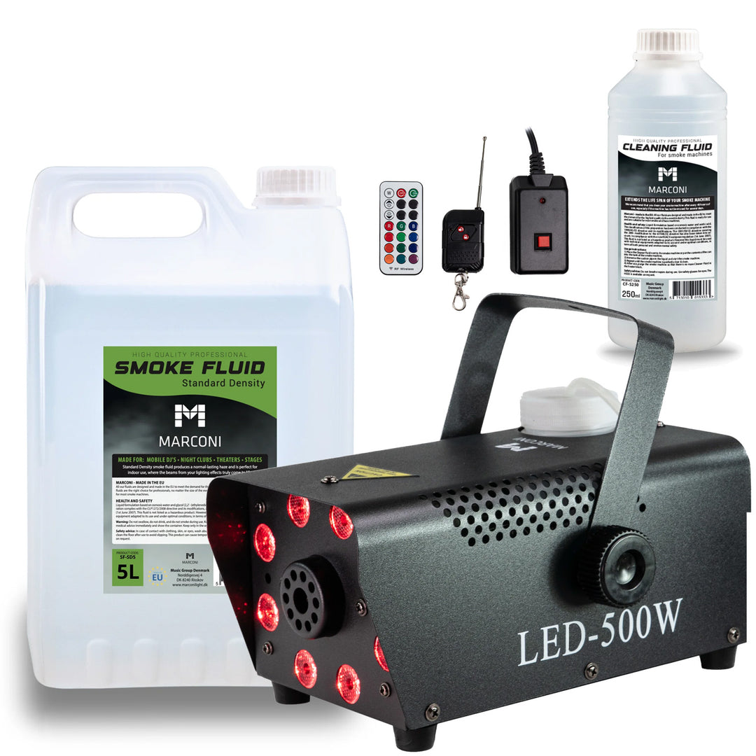 Marconi Full RGB Fog Machine (500 W, Musta) Bundle