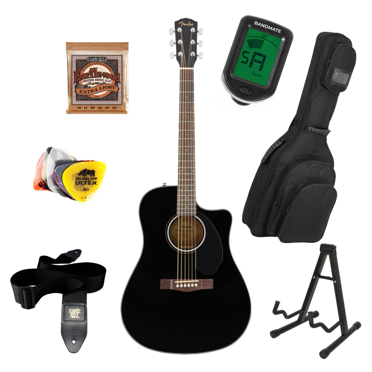 Fender CD-60SCE Starter Kit (musta)