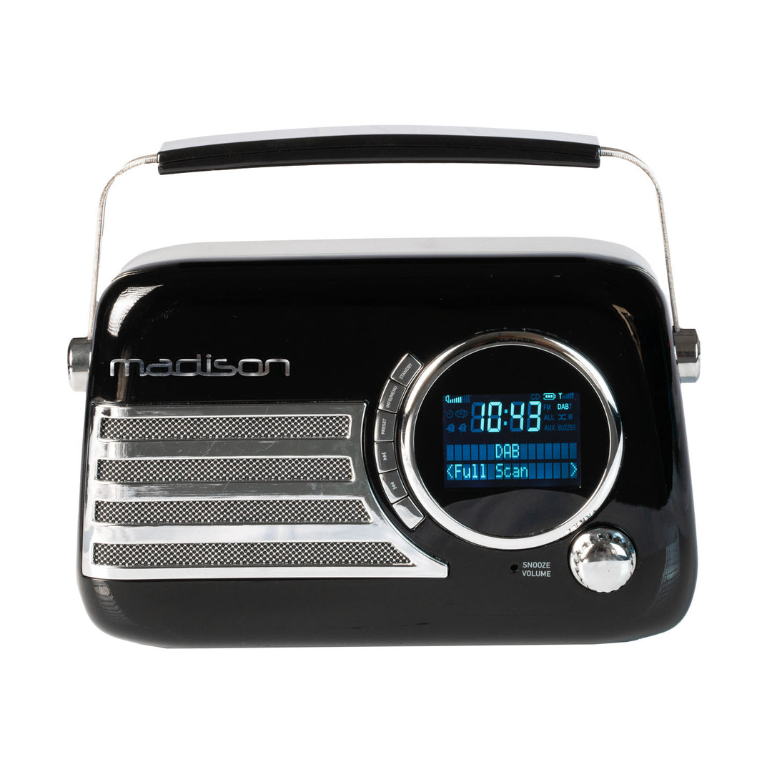 Madison Retro Radio med Bluetooth, FM ja DAB (Musta)