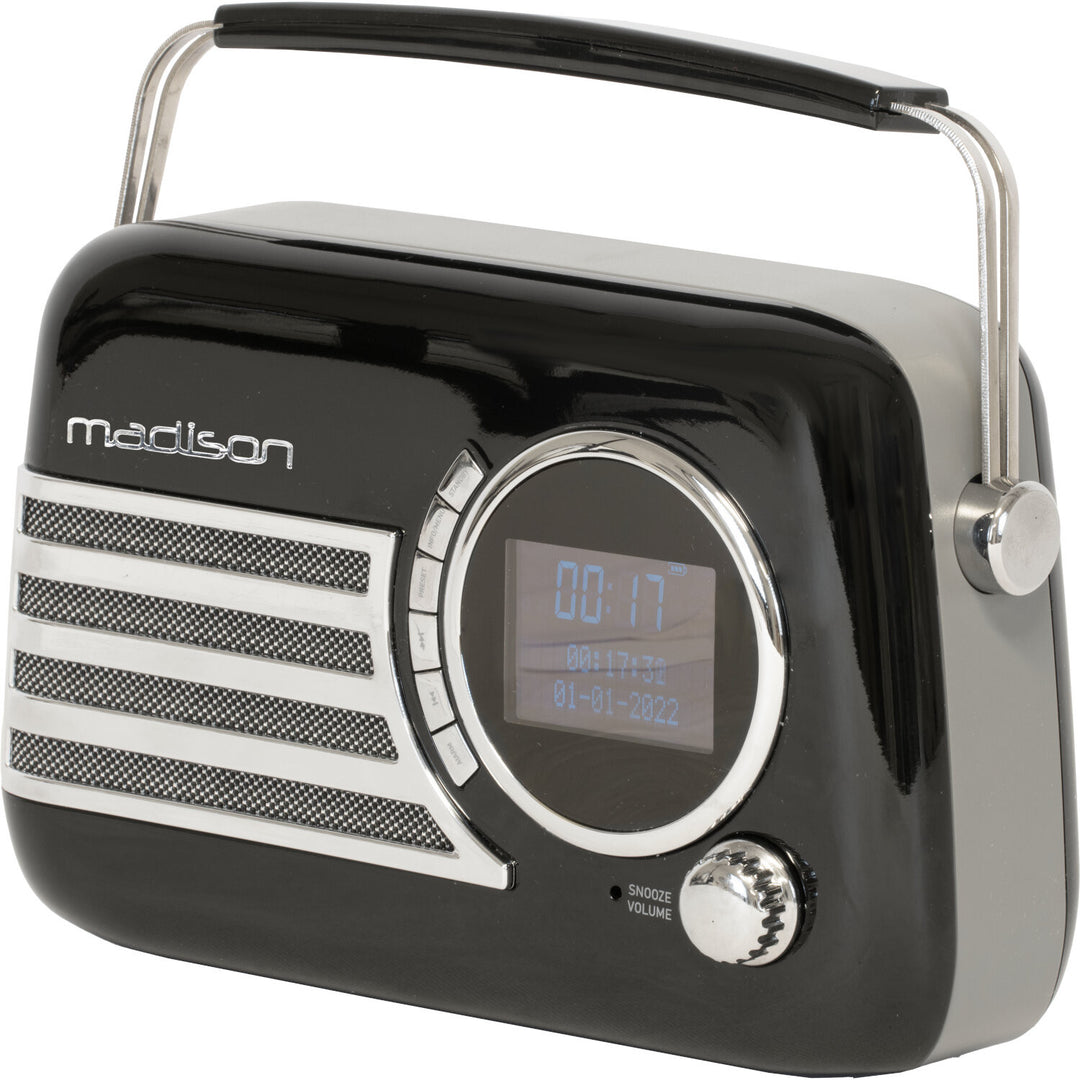 Madison Retro Radio med Bluetooth, FM ja DAB (Musta)