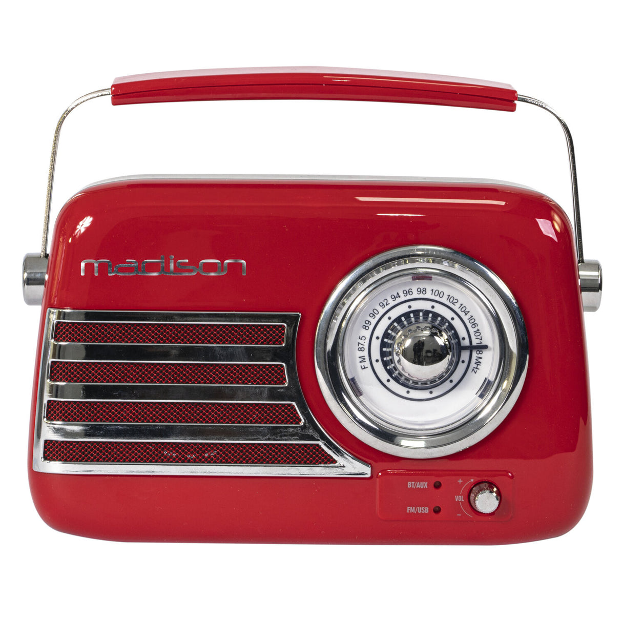 Madison Retro Radio Bluetoothilla ja FM:llä (Punainen)