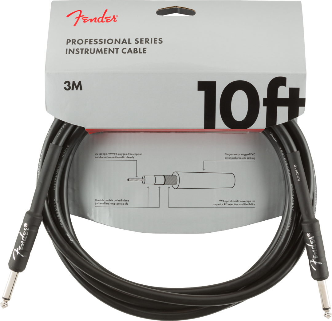 Fender Professional Kitarakaapeli (Sort, 3m)