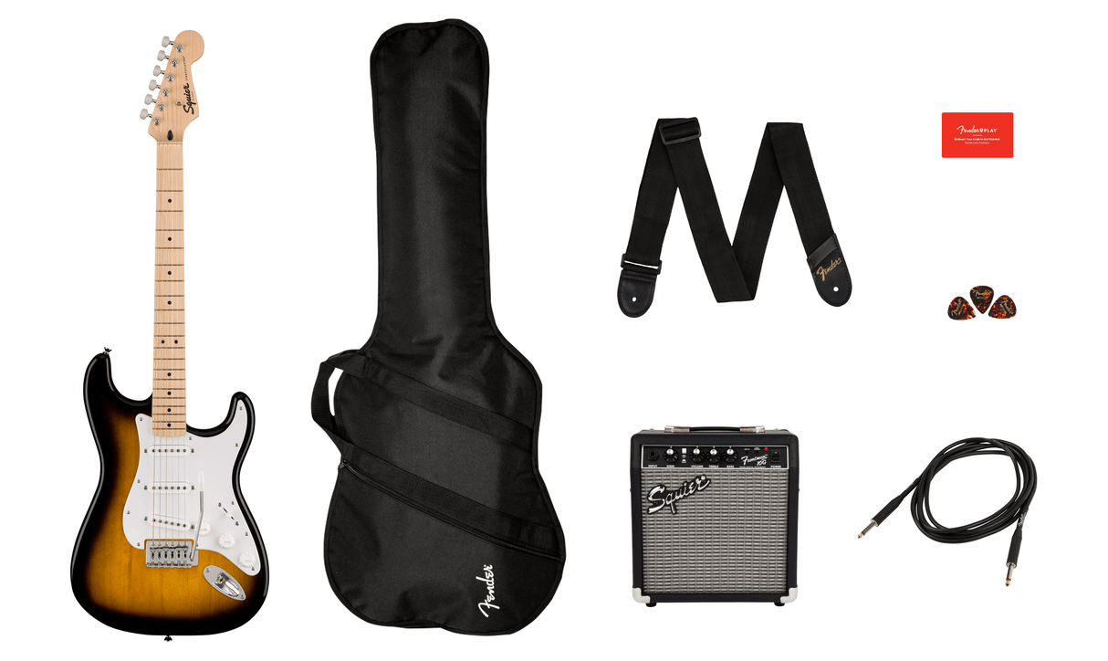 Fender Squier Sonic Stratocaster Sähkökitara Aloituspaketti (Sunburst)