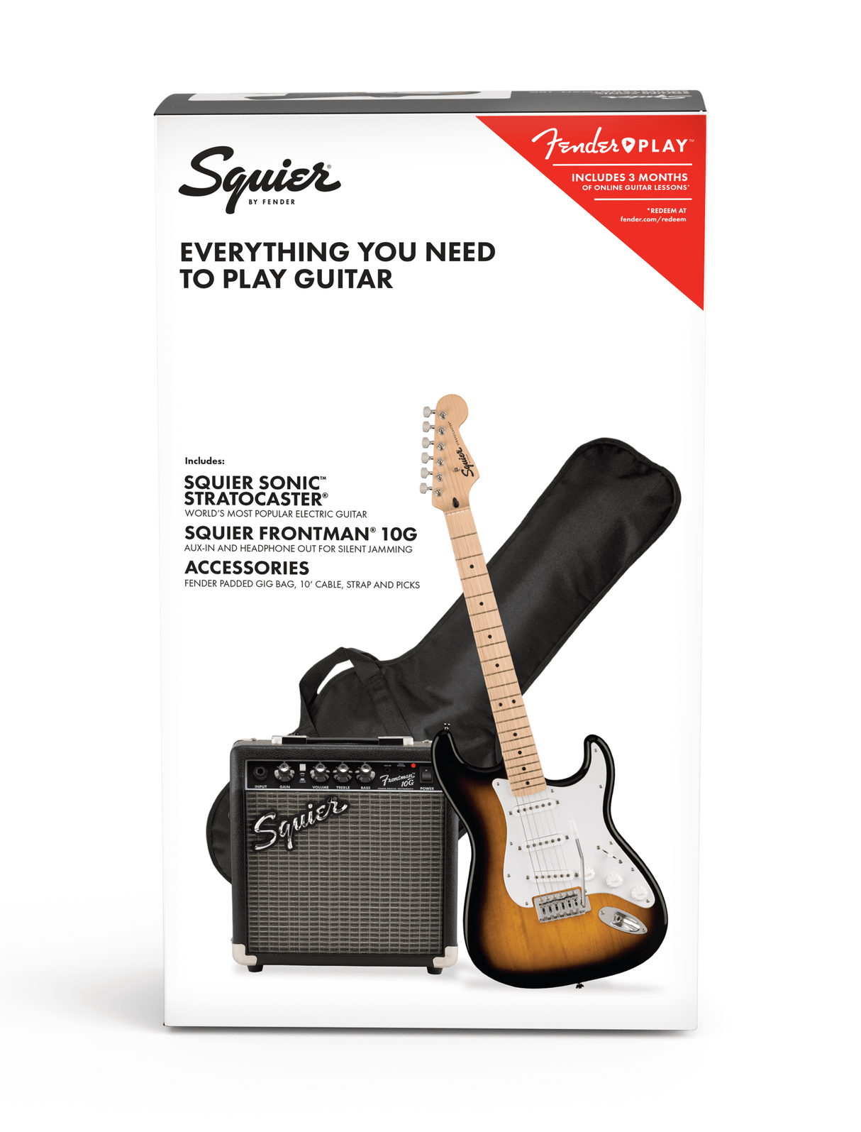 Fender Squier Sonic Stratocaster Sähkökitara Aloituspaketti (Sunburst)
