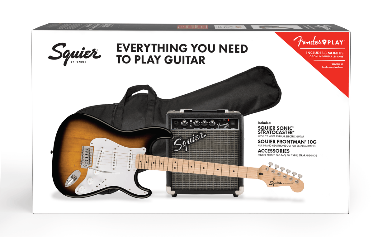 Fender Squier Sonic Stratocaster Sähkökitara Aloituspaketti (Sunburst)