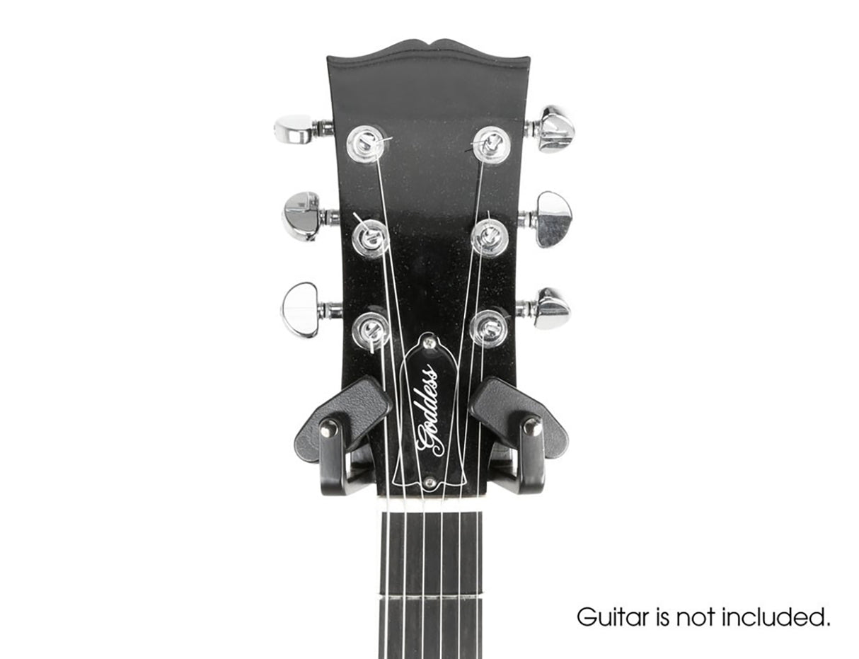 Painovoimainen seinään kiinnitettävä kitarapidike lukolla varustettuna