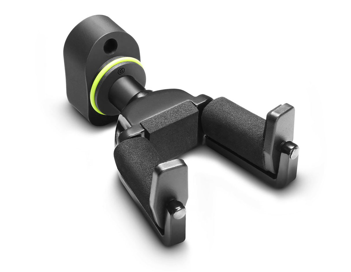 Painovoimainen seinään kiinnitettävä kitarapidike lukolla varustettuna