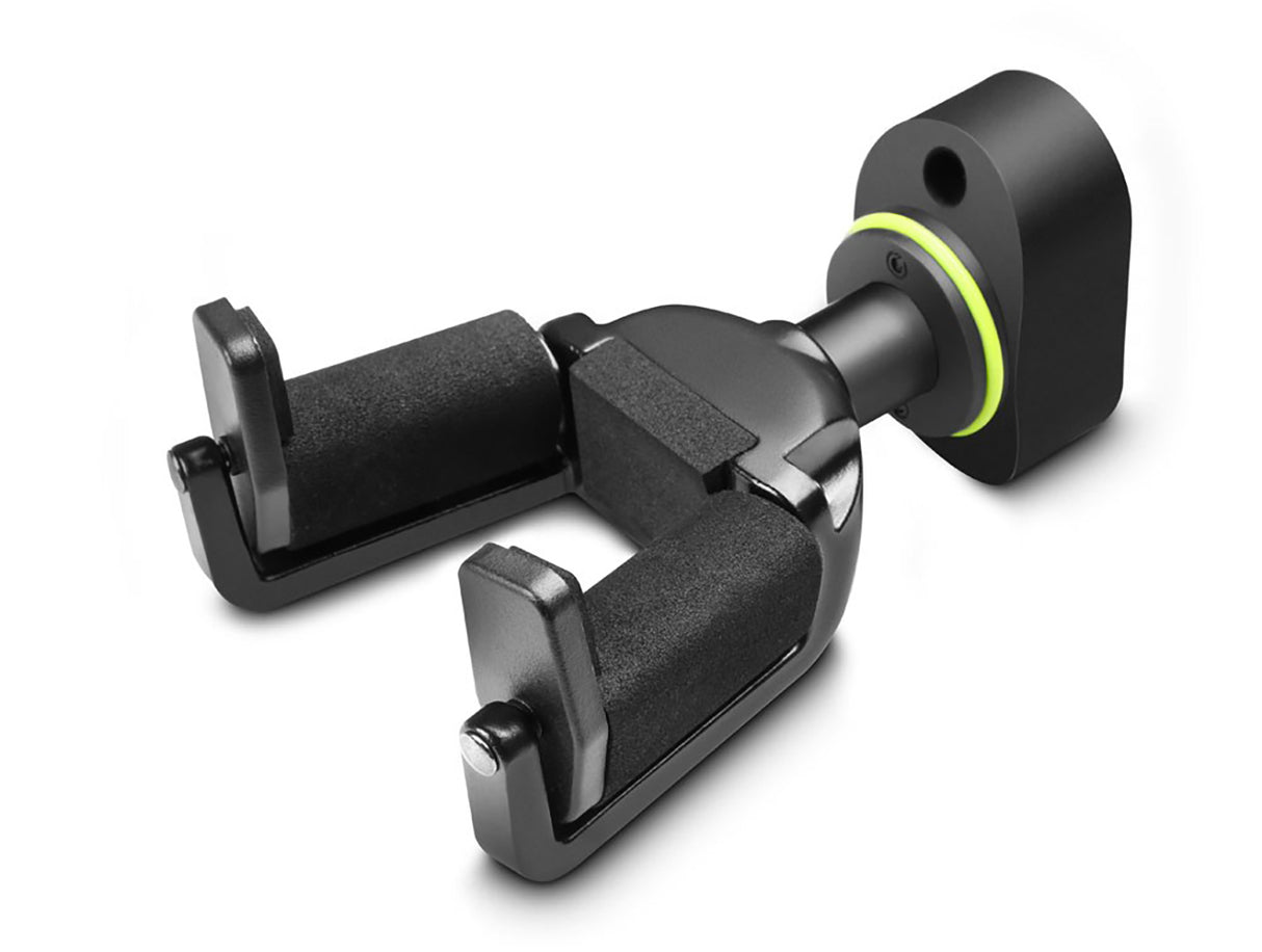 Painovoimainen seinään kiinnitettävä kitarapidike lukolla varustettuna