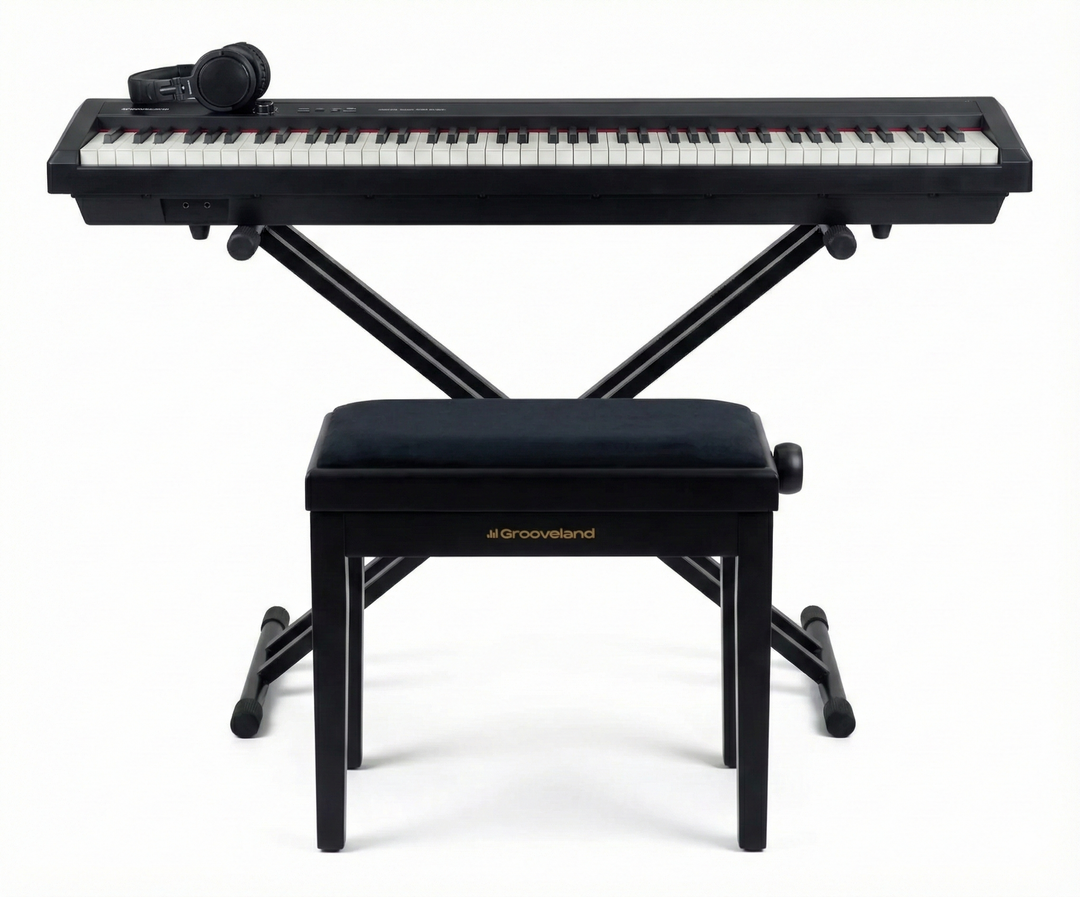 Grooveland P450 Sähköpiano (Musta) – Täydellinen paketti