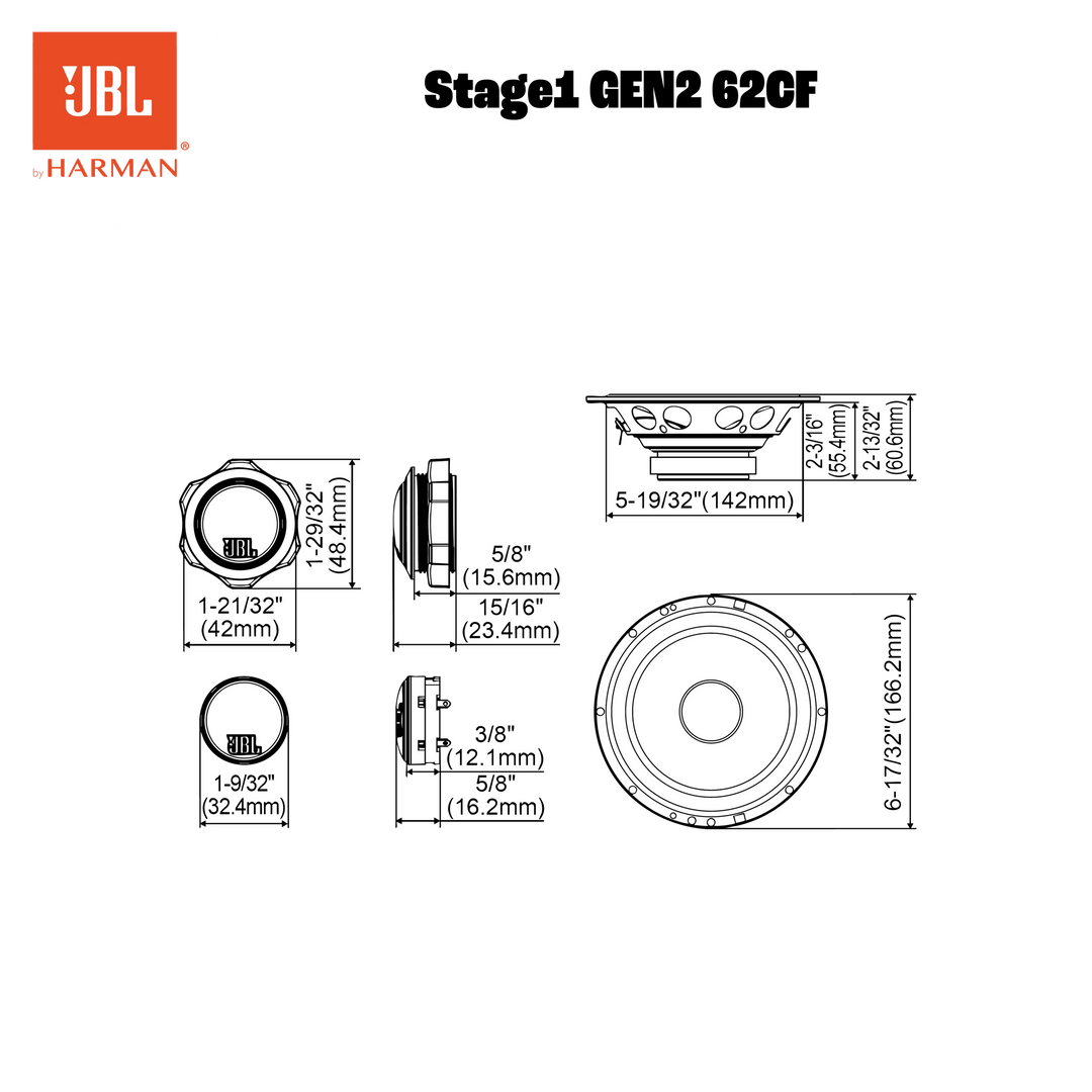JBL Stage1 Gen2 62 6,5" koaksiaaliset autokaiuttimet