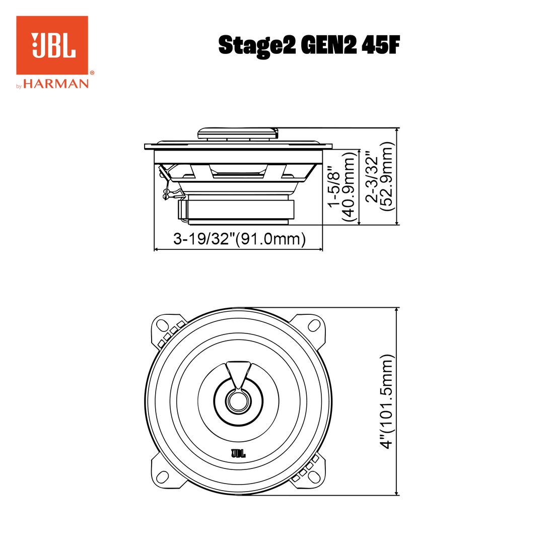 JBL Stage2 Gen2 45F 4" koaksiaaliset autokaiuttimet