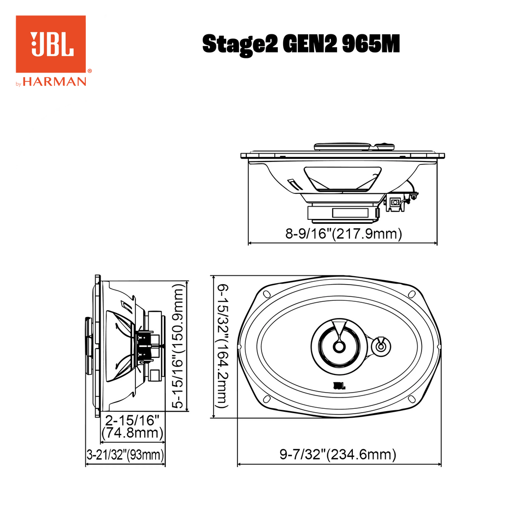 JBL Stage2 Gen2 965M 6x9" 3-tieautokaiuttimet