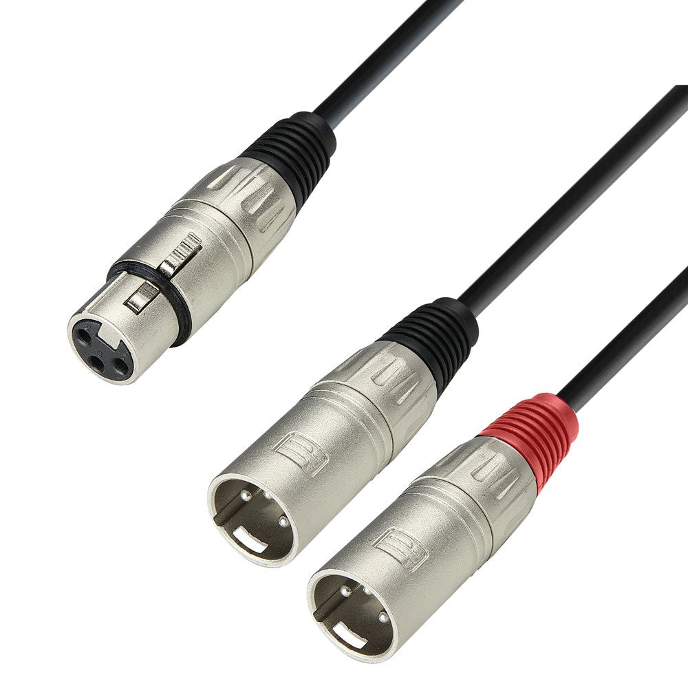 Jakokaapeli 1x XLR naaras 2x XLR uros (1m)