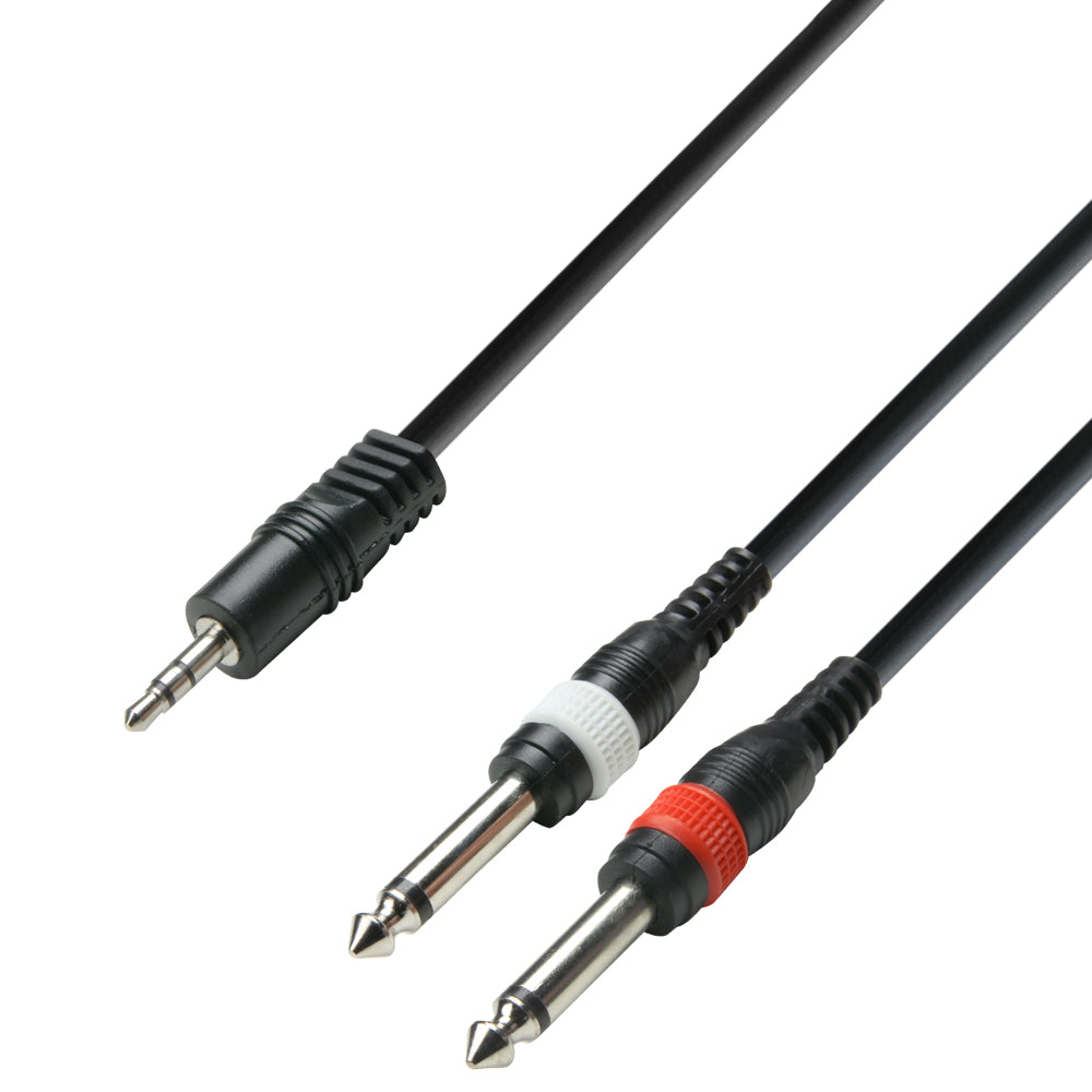 Adapterikaapeli 3,5mm Jack Stereo 2 x 6.3 mm Jack mono